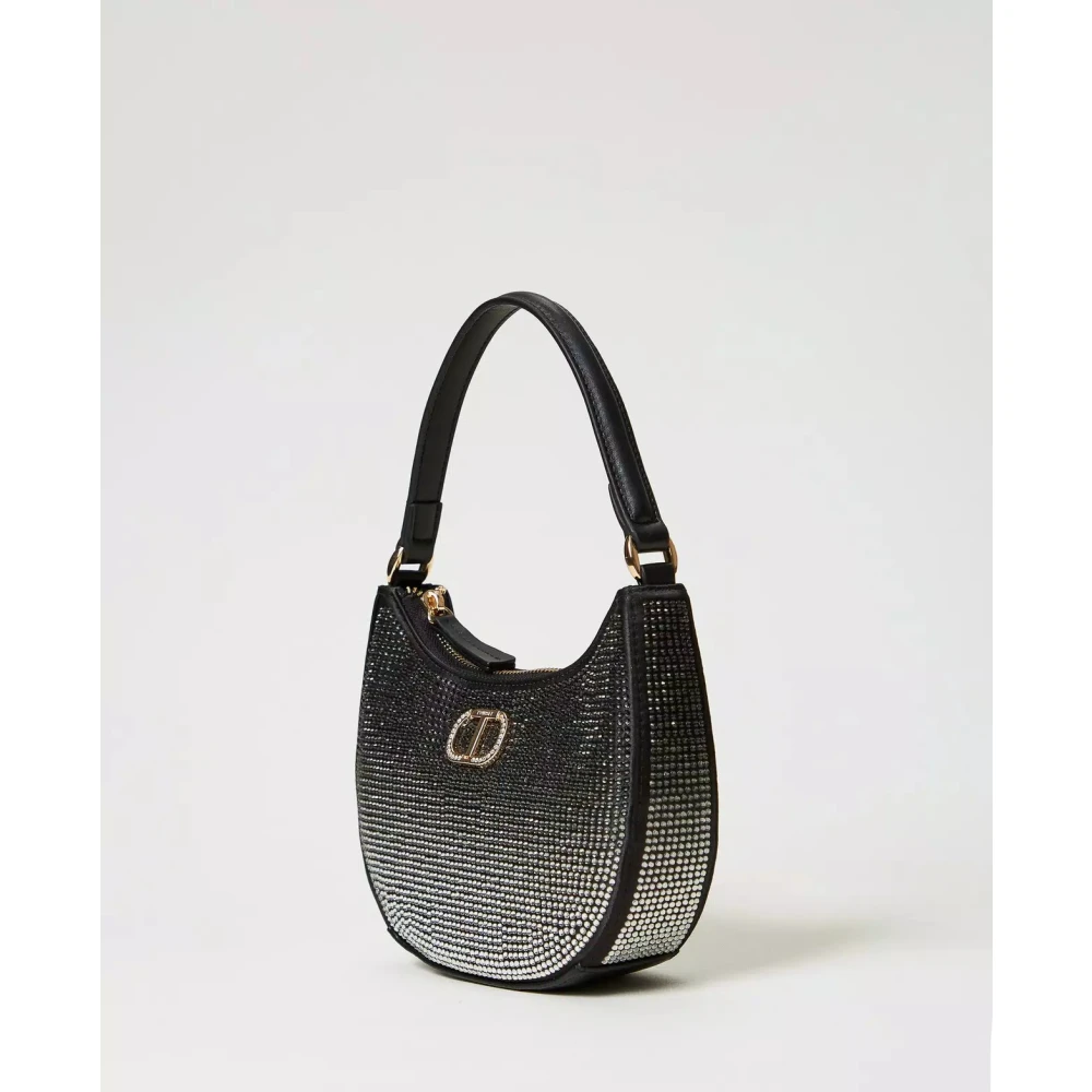 Twinset Hobo Moon Tas met Strass Black Dames