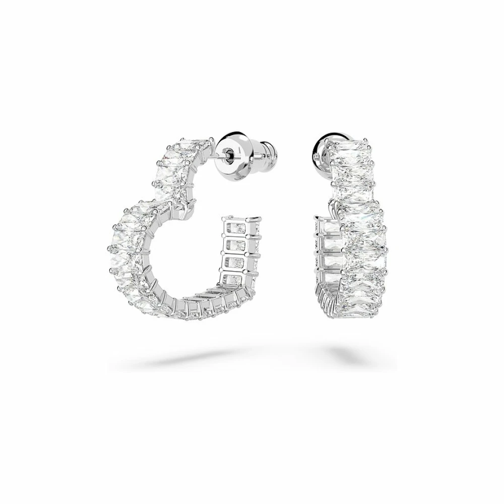 Swarovski Matrix Kreolen, Baguette-Schliff, Herz, , Rhodiniert Weiß  - Image 6