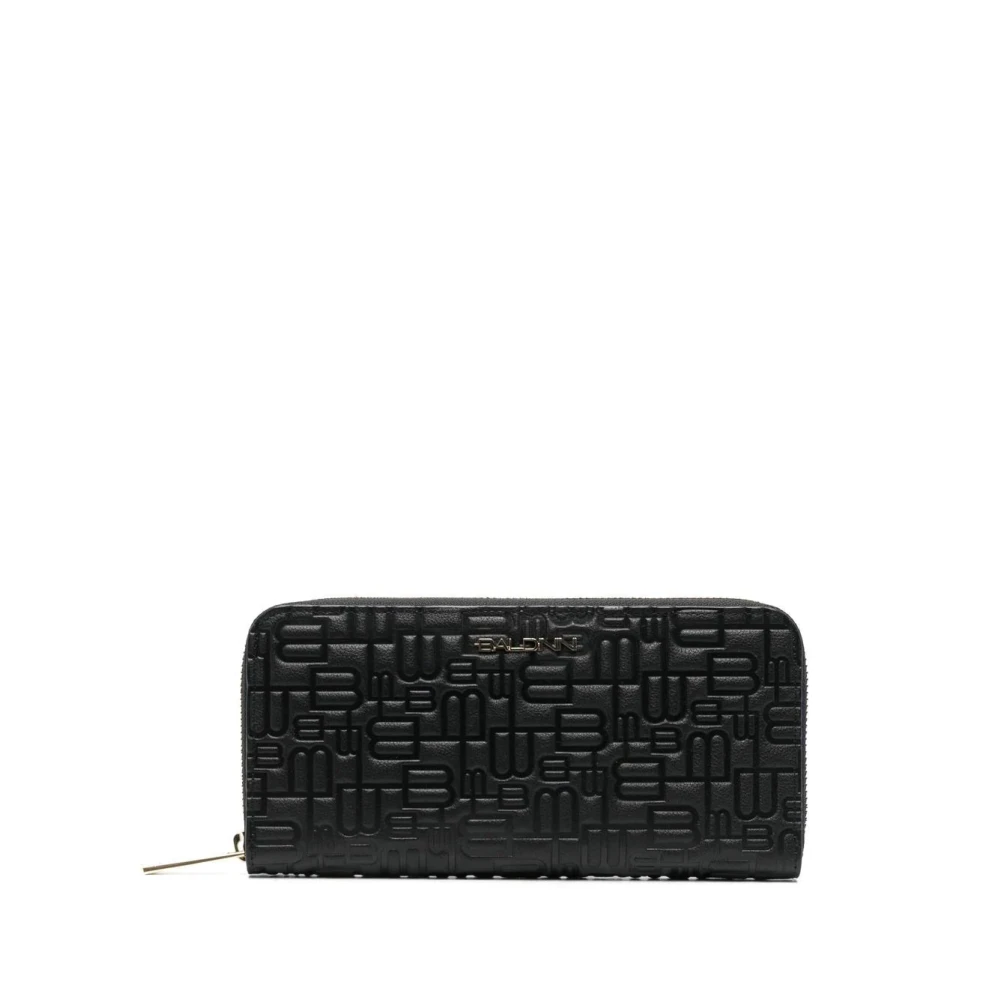 Baldinini Monogram Zip Wallet Zwarte Casual Stijl Black Dames