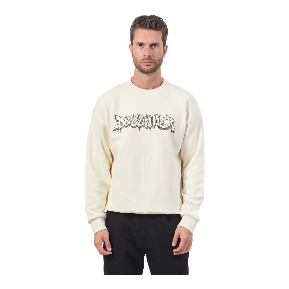 Disclaimer Witte Crewneck Lange Mouw Logo Sweatshirt White Heren