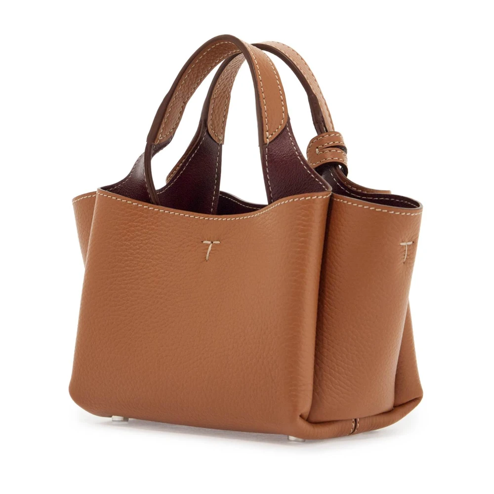 TOD'S Stijlvolle leren handtas met metalen accessoire Brown Dames