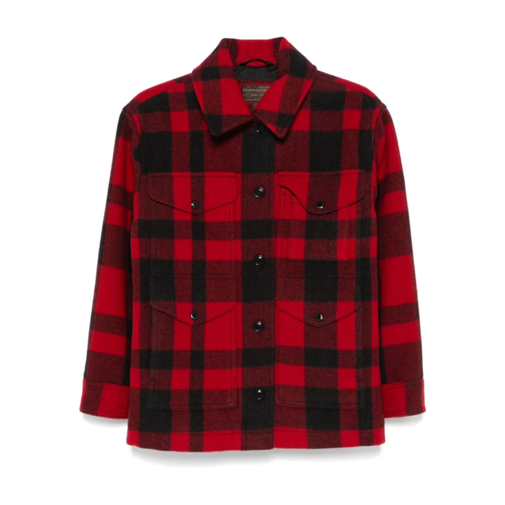 Filson Rode Wol Katoen Geruite Jas Red Dames