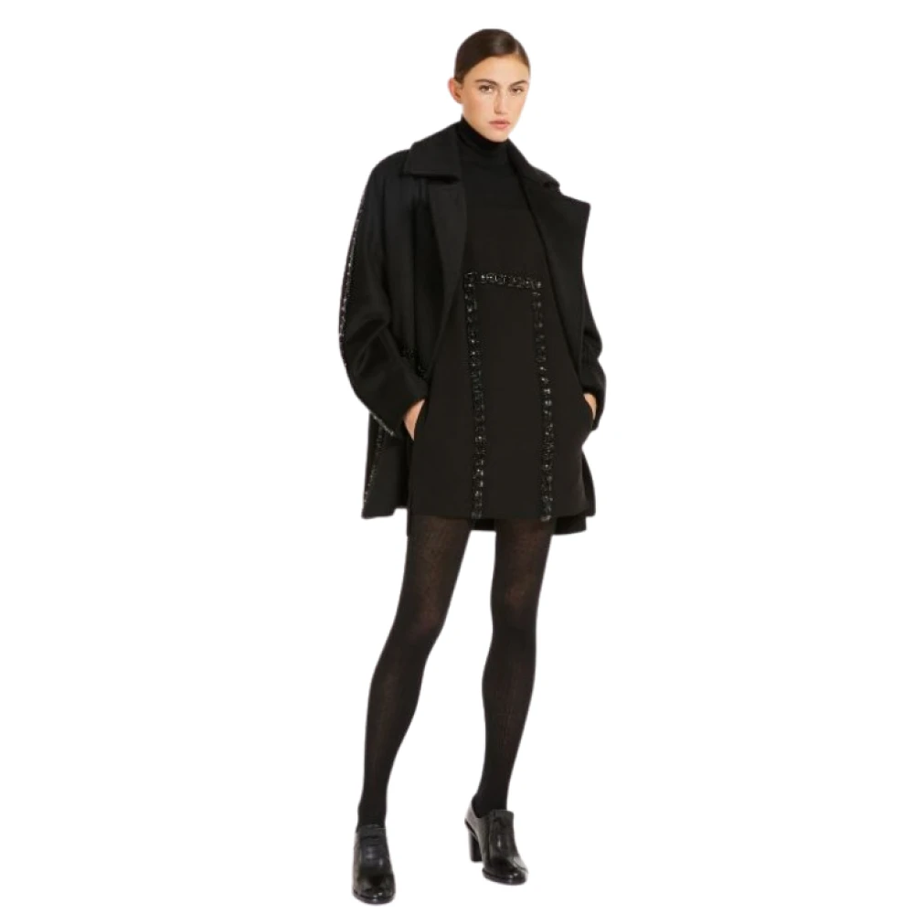 Max Mara Zwarte mouwloze jurk met versiering Black Dames