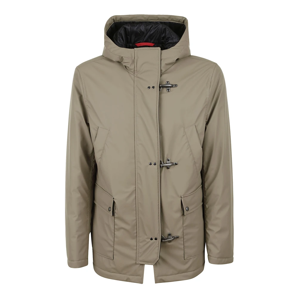 Fay Beige Parka met gladde nylonhaken Beige Heren