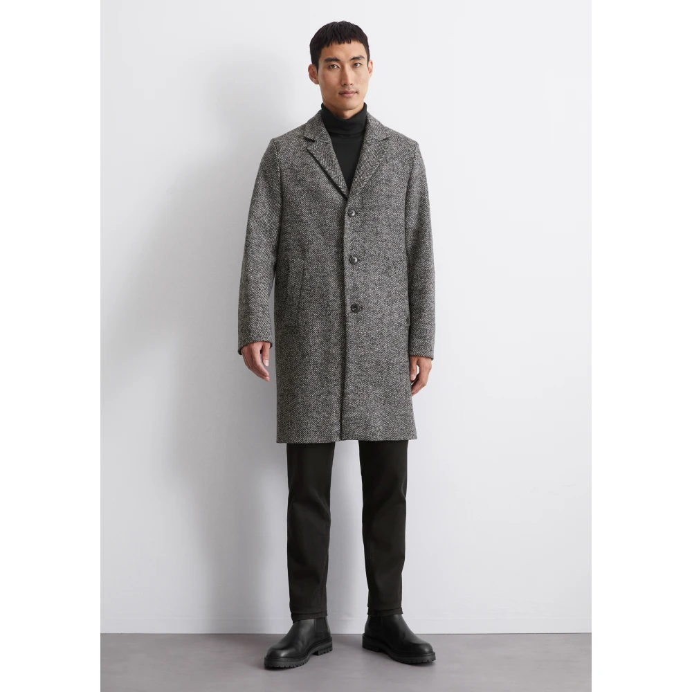 Marc O'Polo Herringbone coat regular Gray Heren