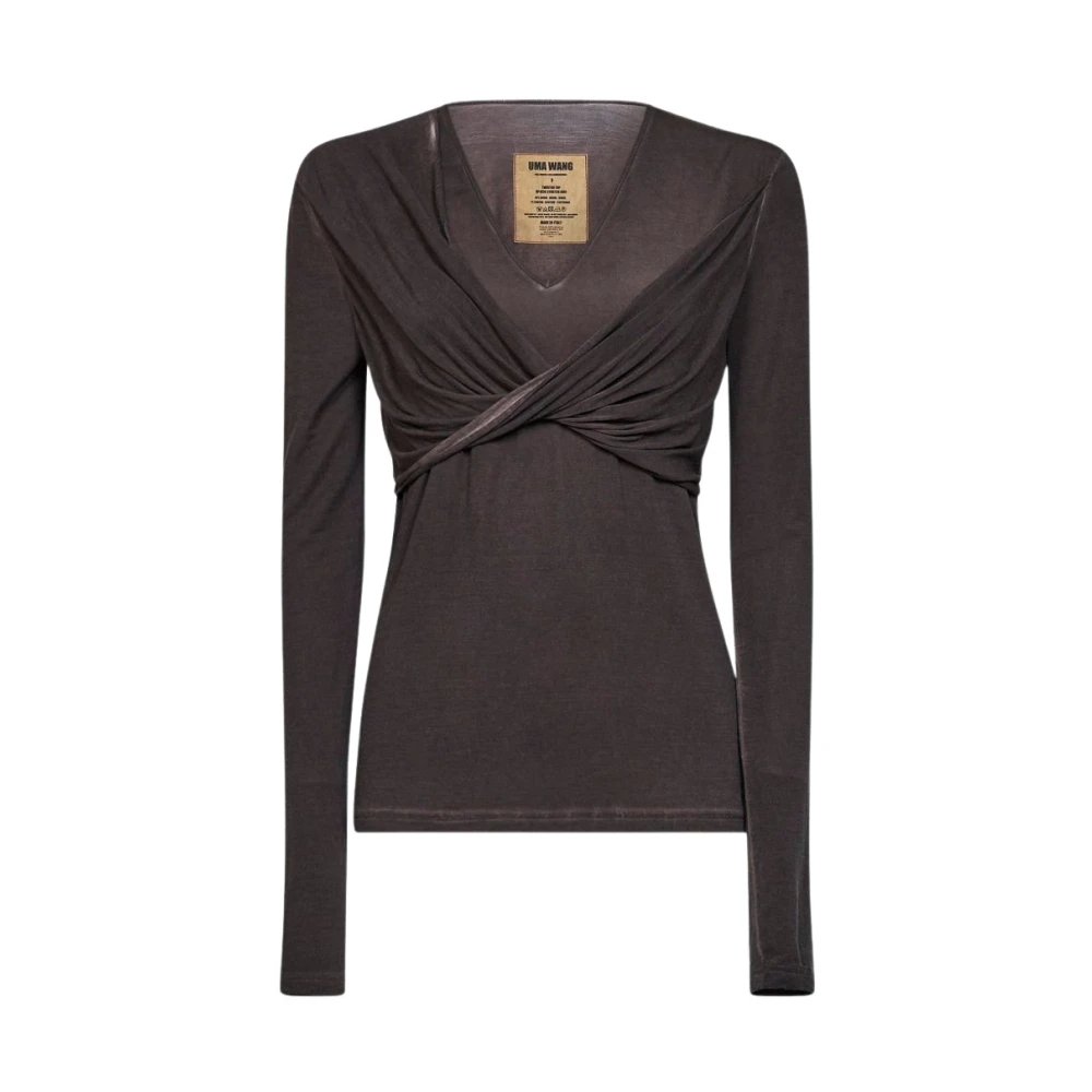 UMA WANG | Brown stretch jersey Twisted T-shirt | female | S - Image 3