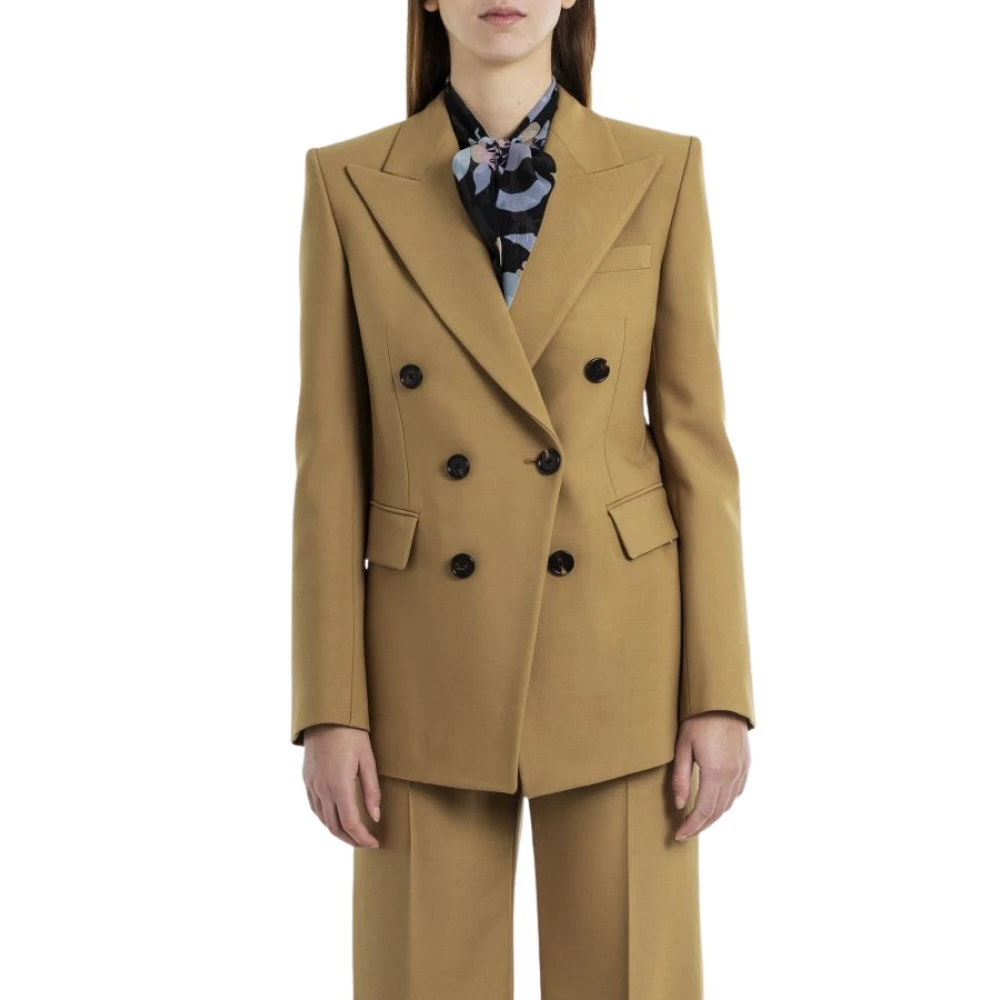 Chloé Dubbelrijige wollen blazer jas Green Dames