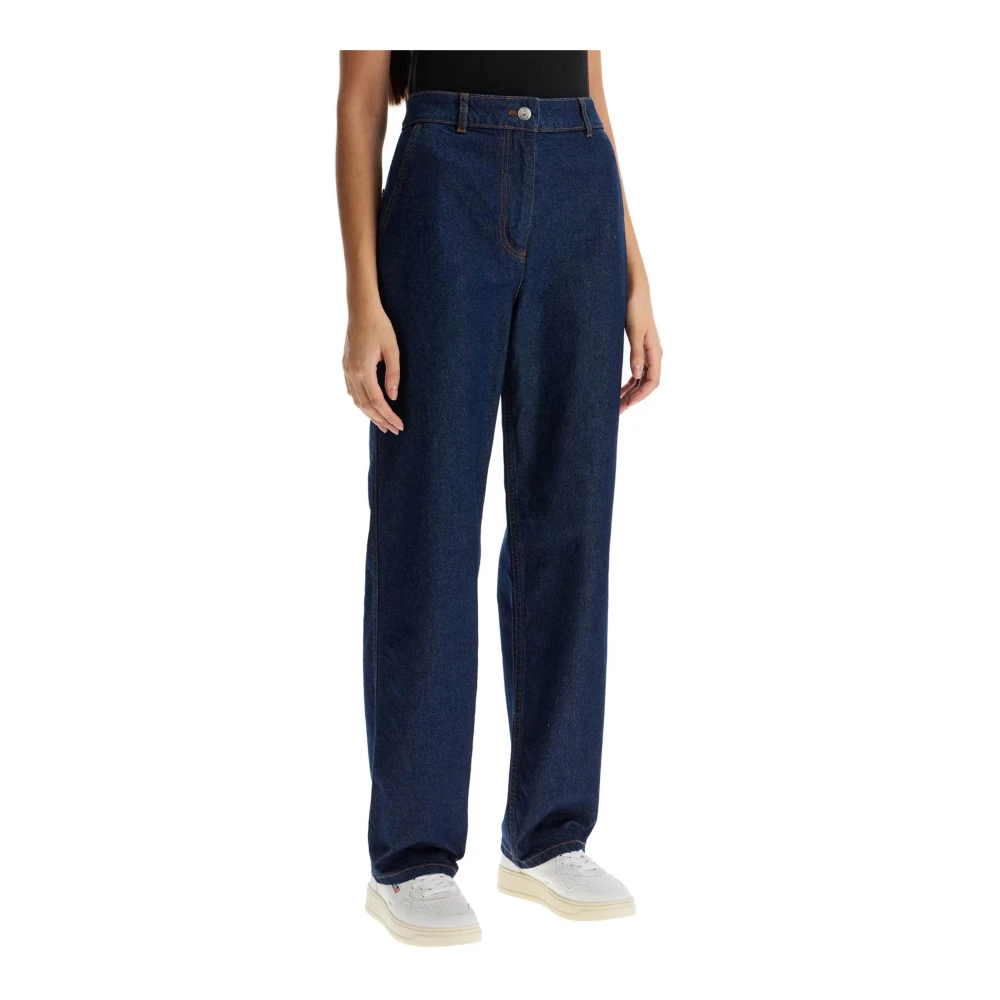 Maison Kitsuné Rechte jeans met borduursel Blue Dames