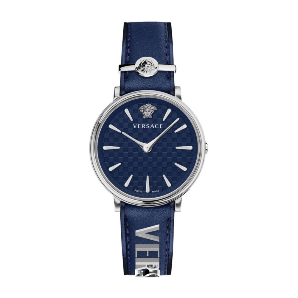 V CIRCLE Blauw Zilver Leren Horloge Versace Horloges Miinto.be