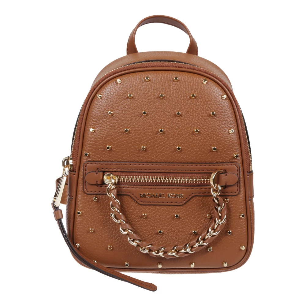 Michael Kors Zwarte Gehamerde Leren Rugzak Brown Dames