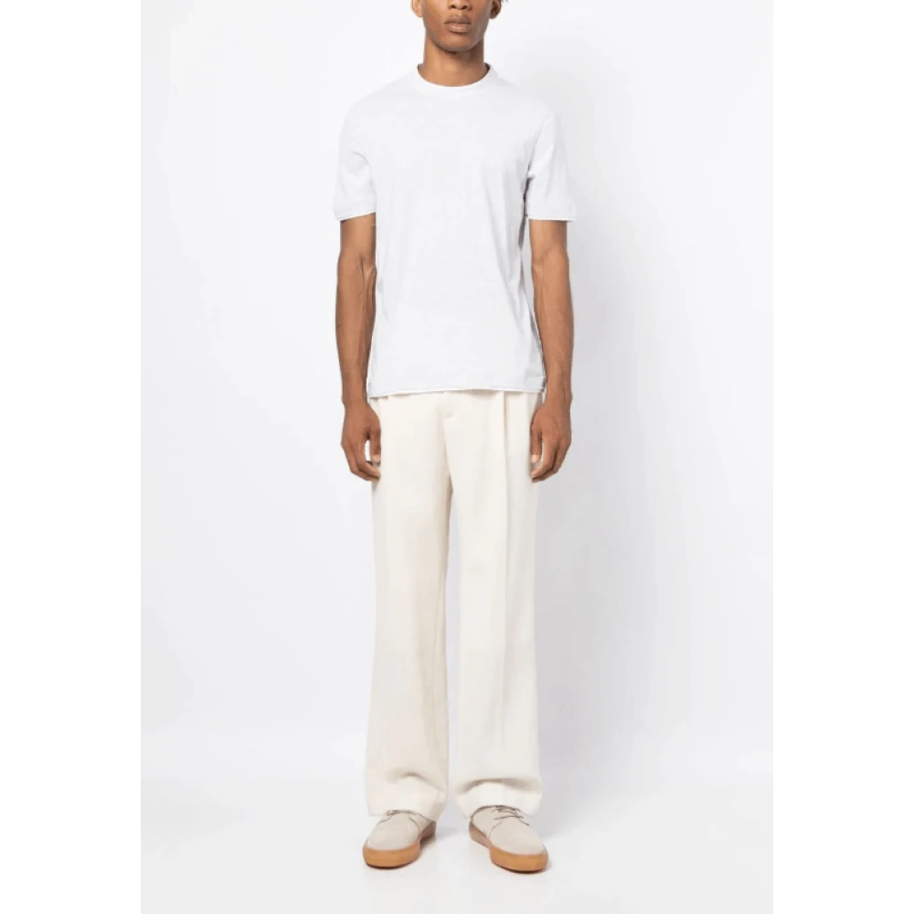 BRUNELLO CUCINELLI Lichtgrijze Katoenen Crew-Neck T-Shirt White Heren
