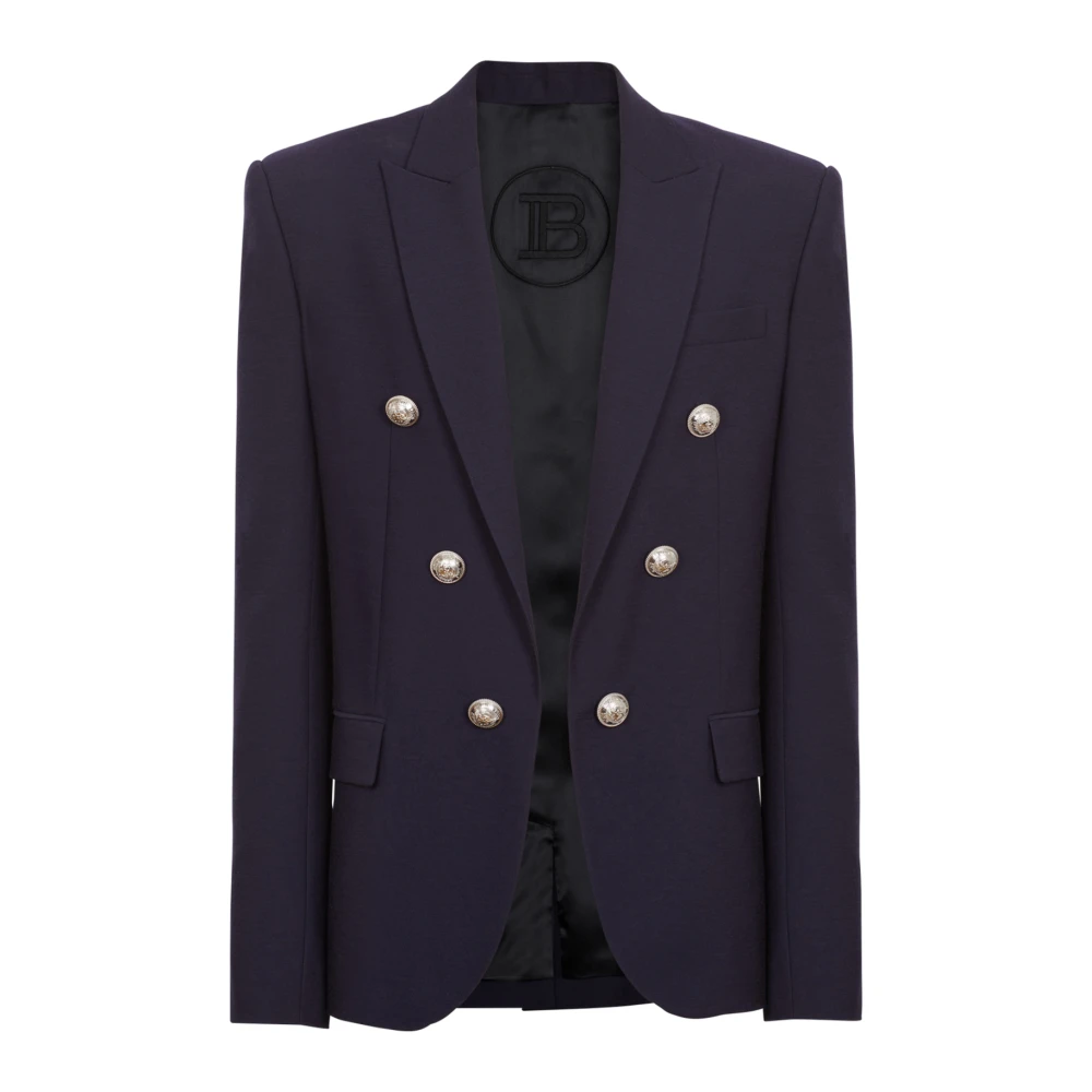 Balmain Dubbelknäppt Jersey blazer Blue, Herr