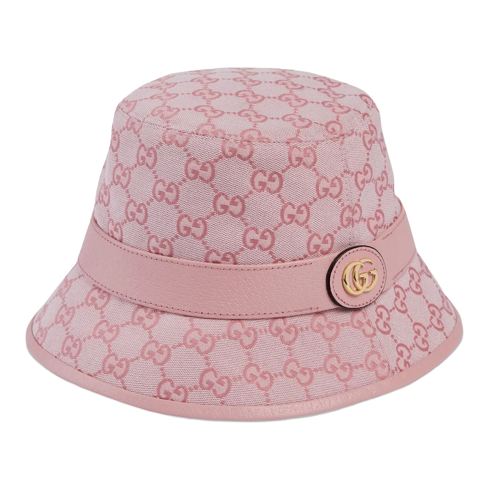 Gucci Logo GG Stoffen Pet met Leren Rand Pink Dames