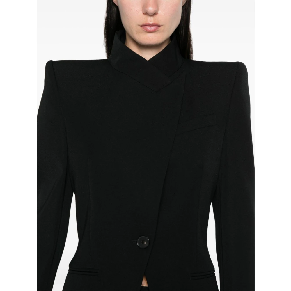 alexander mcqueen Zwarte Cavalerie Twill Jas Black Dames