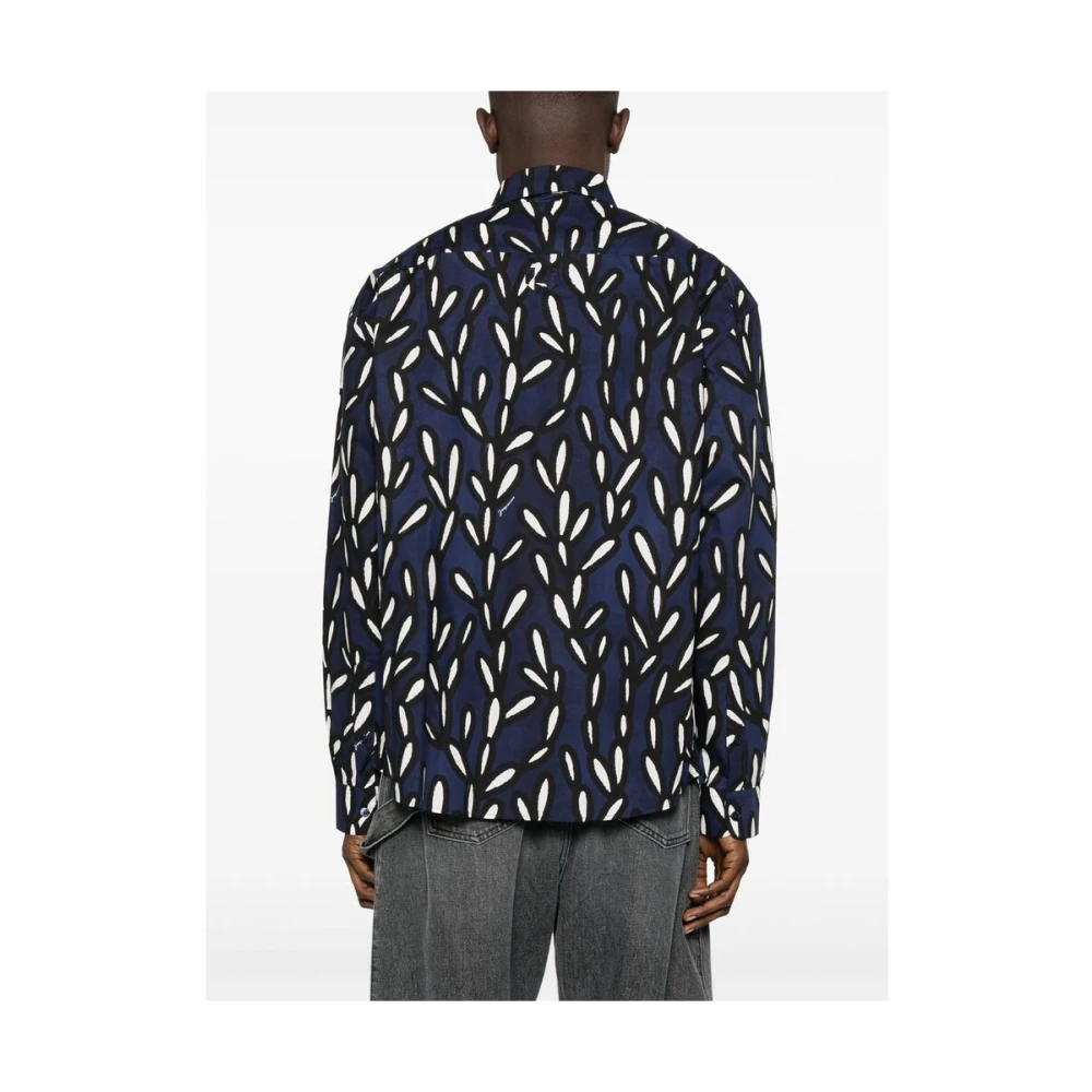 Jacquemus Grafische Print Oxford Blauw Overhemd Blue Heren