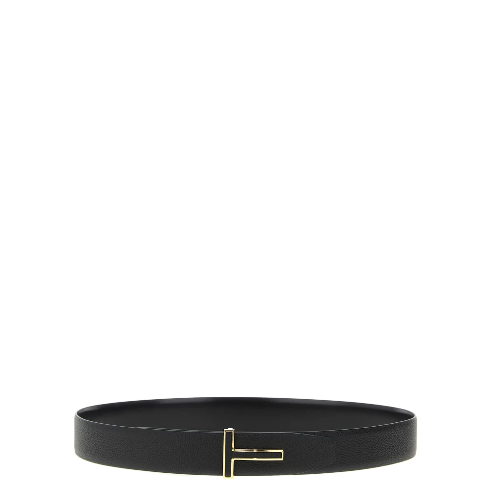 Tom Ford Men's Black Belts, 100 Cm, Grain Leather Insert Buckle T Belt
