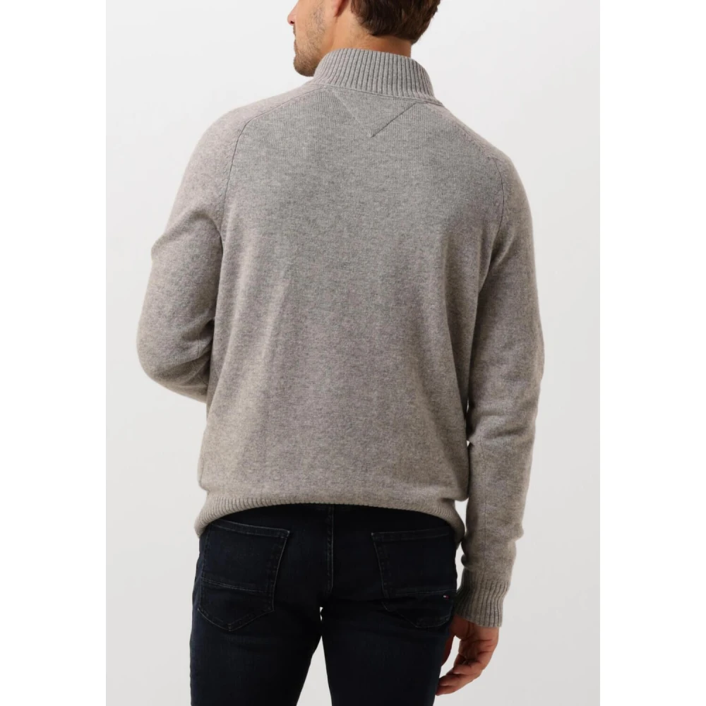 Tommy Hilfiger Lamswol Zip Mock Trui Blue Heren