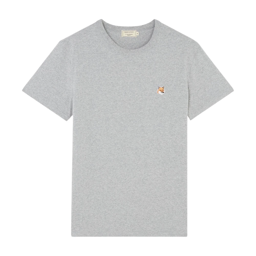Maison Kitsuné Grijze Fox Head Patch Classic Tee-Shirt Gray Heren