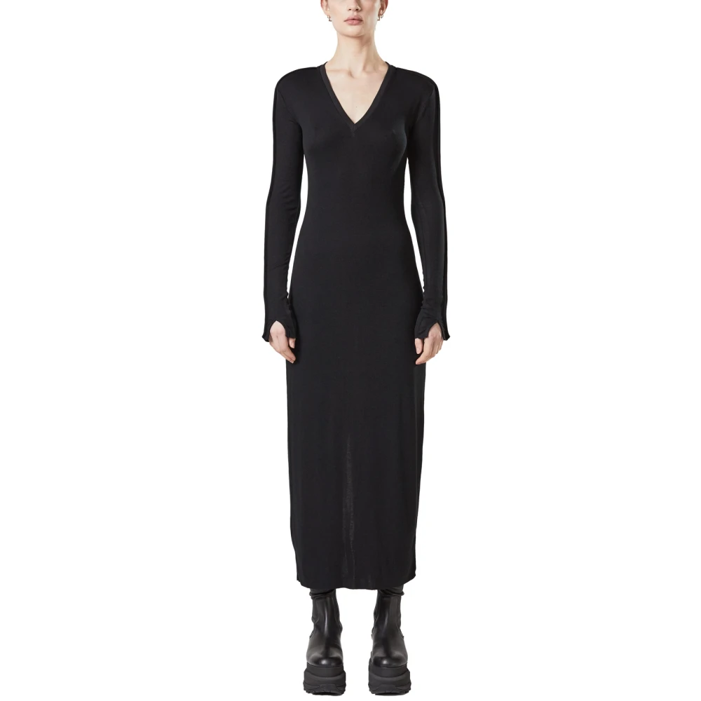 Thom Krom V-hals Viscose Jurk Black Dames