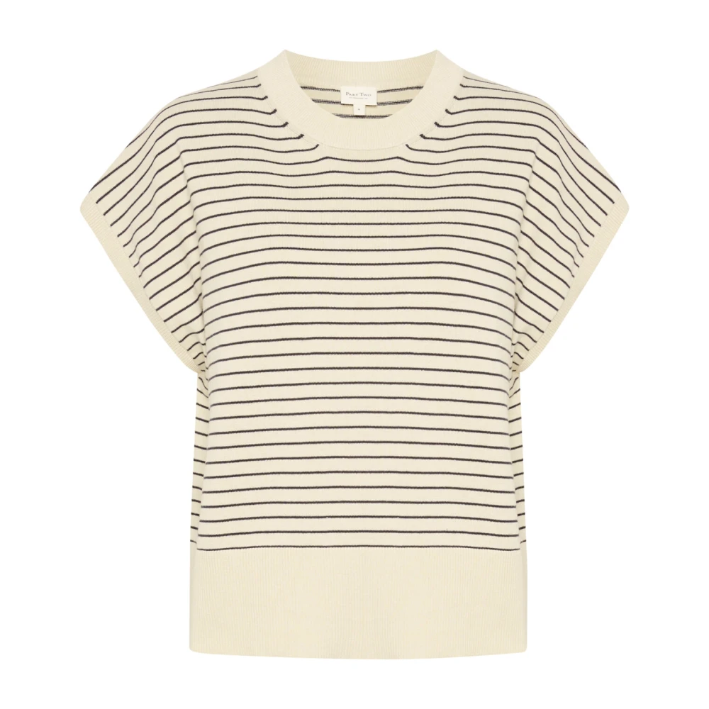 Part Two Gestreepte Gebreide Trui Witgrijs Gray Dames