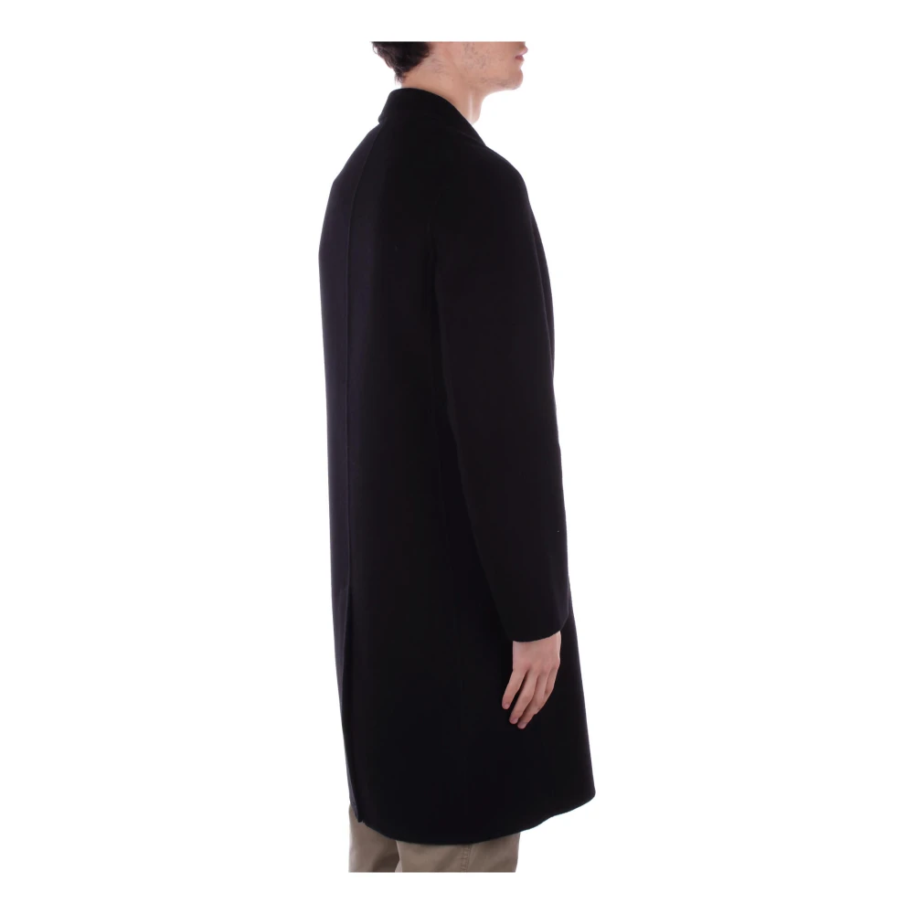 Alpha Studio Zwarte dubbelrijige jas Black Heren