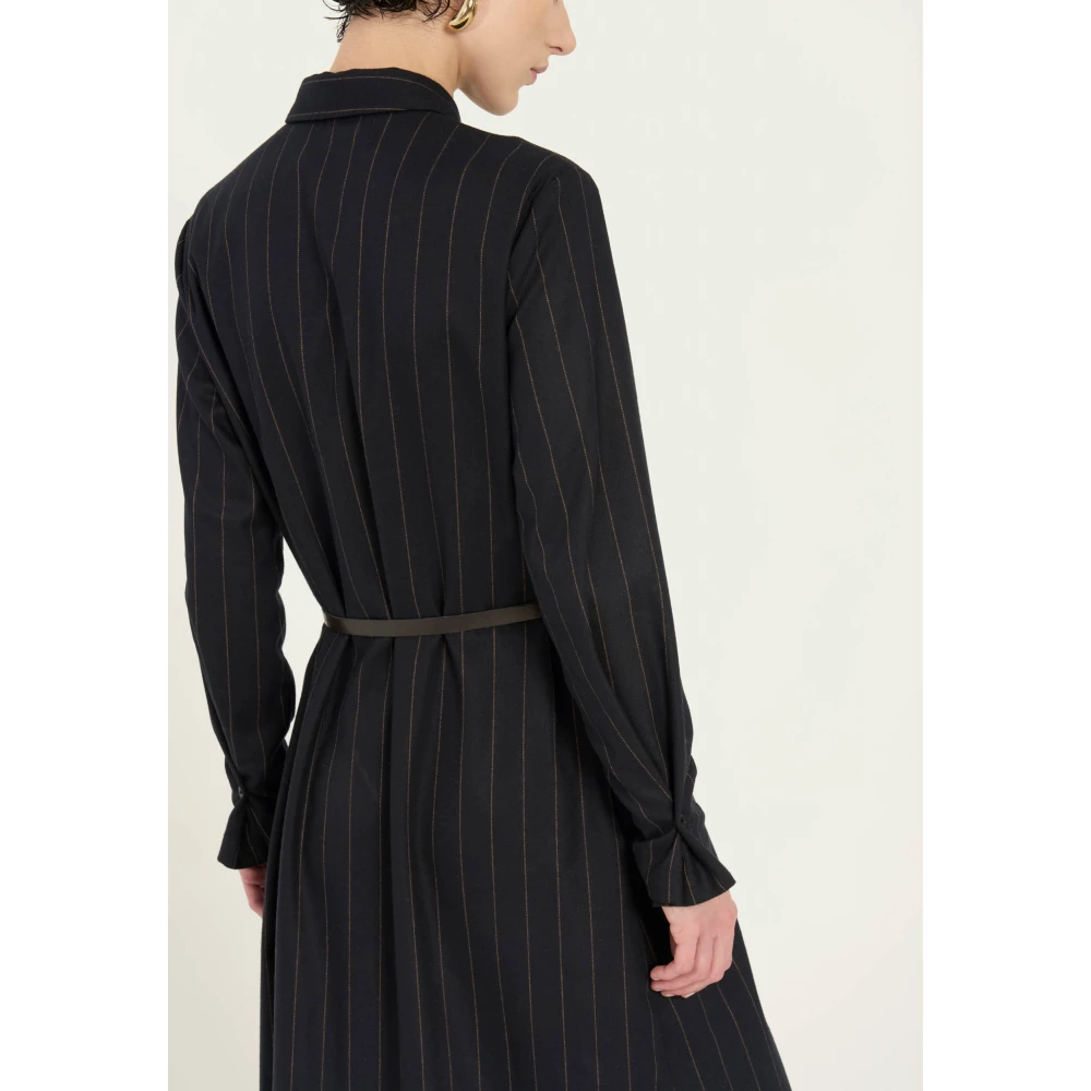 Vicario Cinque Gestreepte Flanellen Chemisier Jurk met Riem Blue Dames