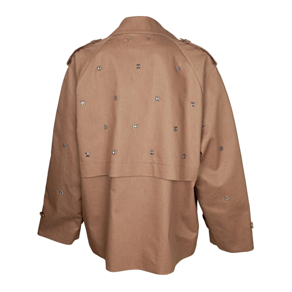 Golden Goose Katoenen Trenchcoat met Kristalstenen Brown Dames