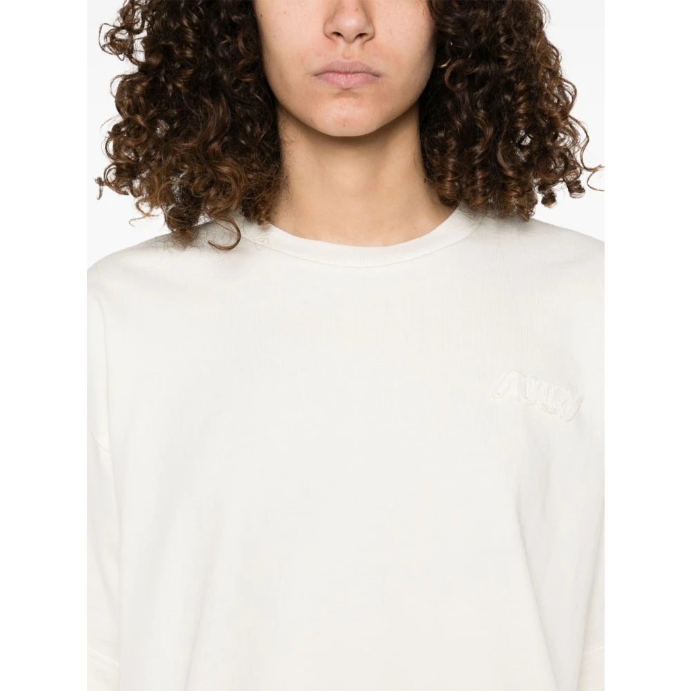Autry Wit Crew Neck Logo Patch T-shirt White Dames