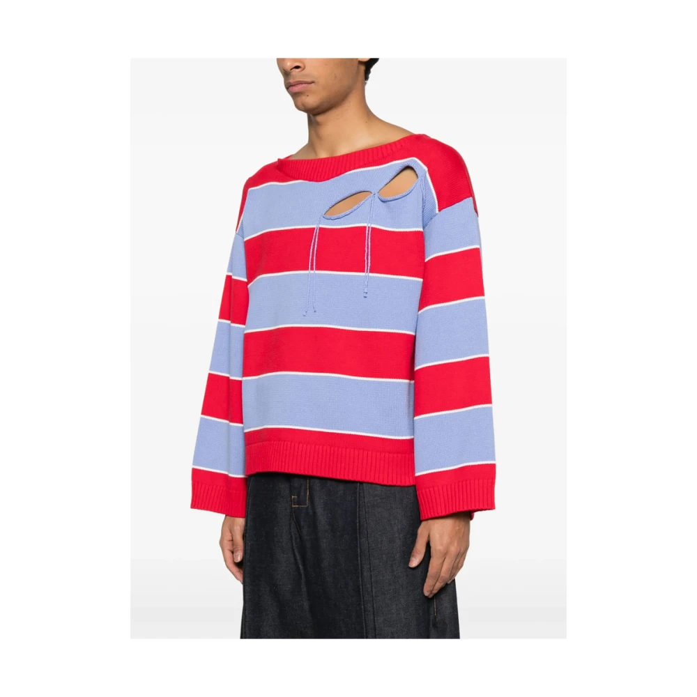 Loverboy by Charles Jeffrey Rode Boothals Trui met Banddetail Multicolor Heren