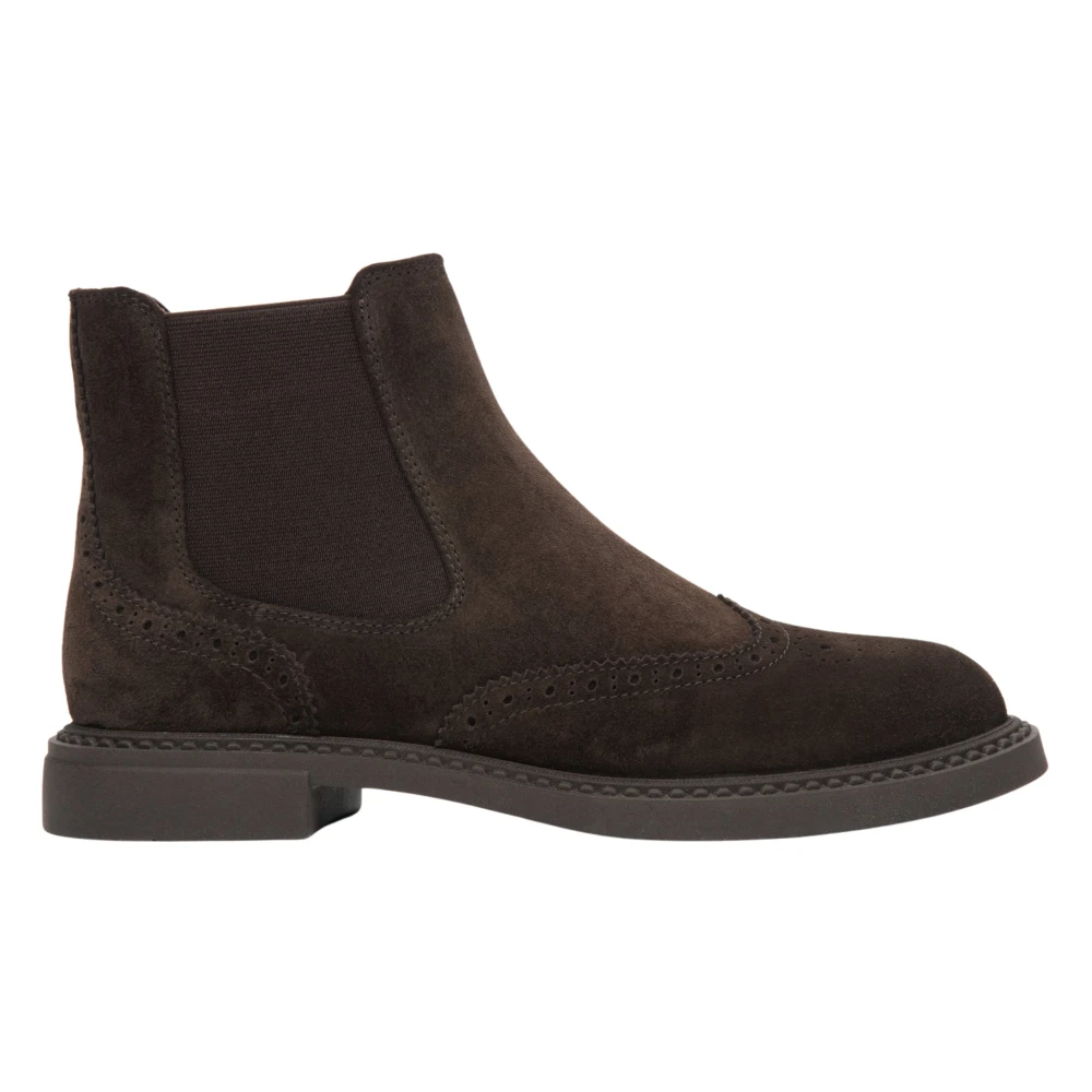 Estro Women's Dark/Brown Winter Chelsea Boots With Perforation Made Of Italian Genuine Velour Er00118046