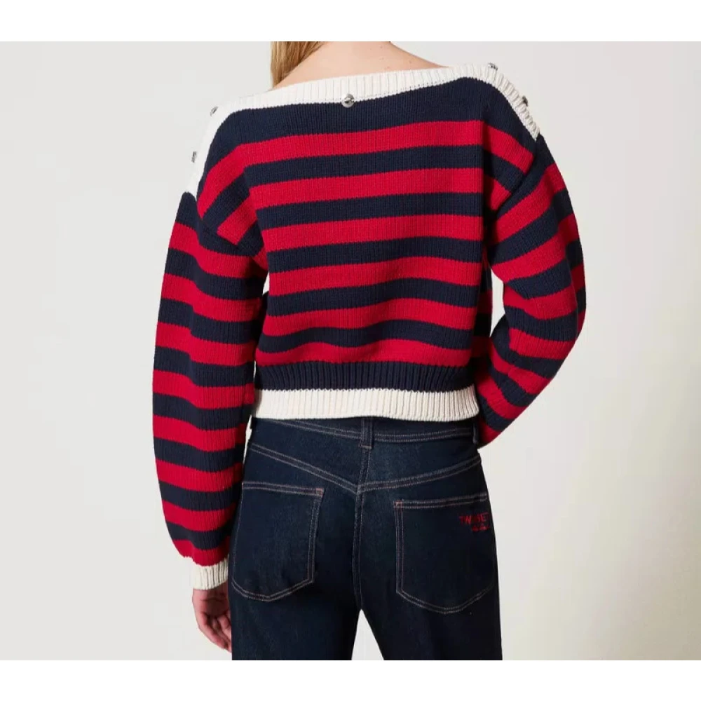 Twinset Gestreepte Top met Cabochon Detail Multicolor Dames