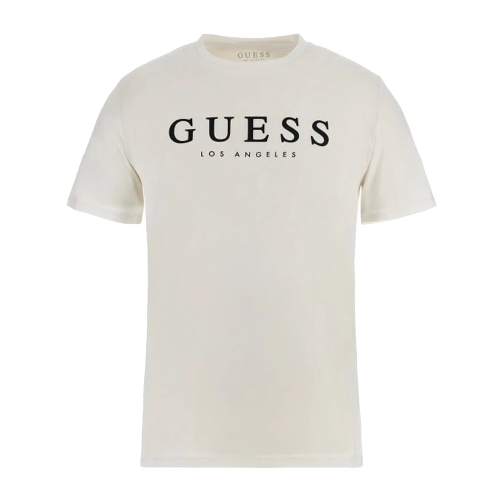 Guess Katoen Logo T-shirt Wit White Heren
