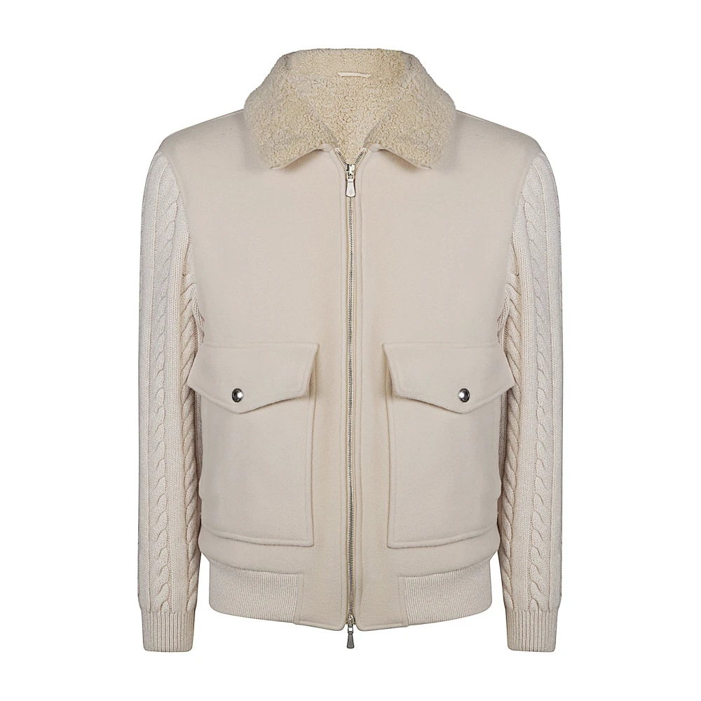 Eleventy Mannelijk Beige Jassen Heren, 2XL, Wol, Wool Shearling Jacket