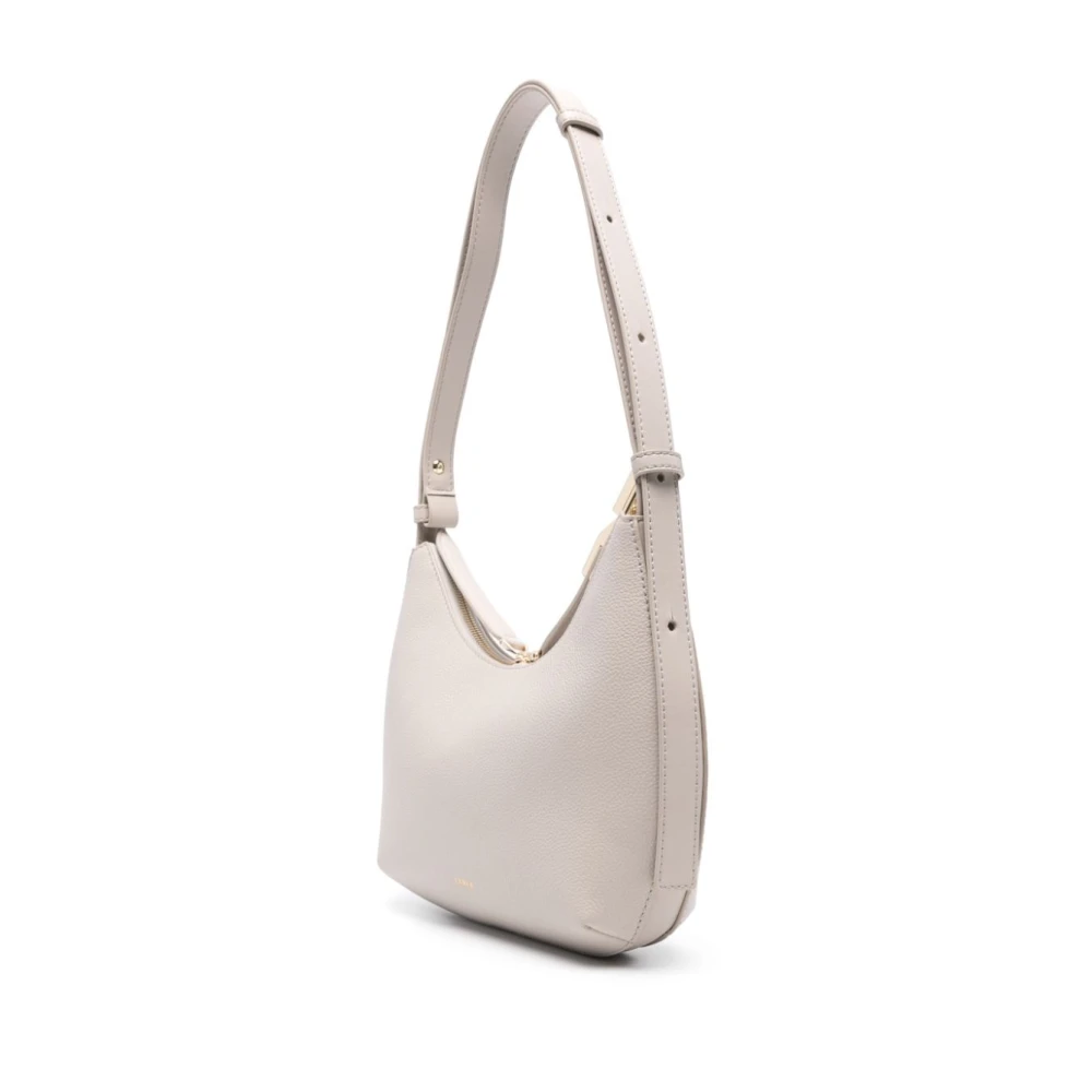 Furla Beige Leren Handtas met Korrelige Textuur White Dames