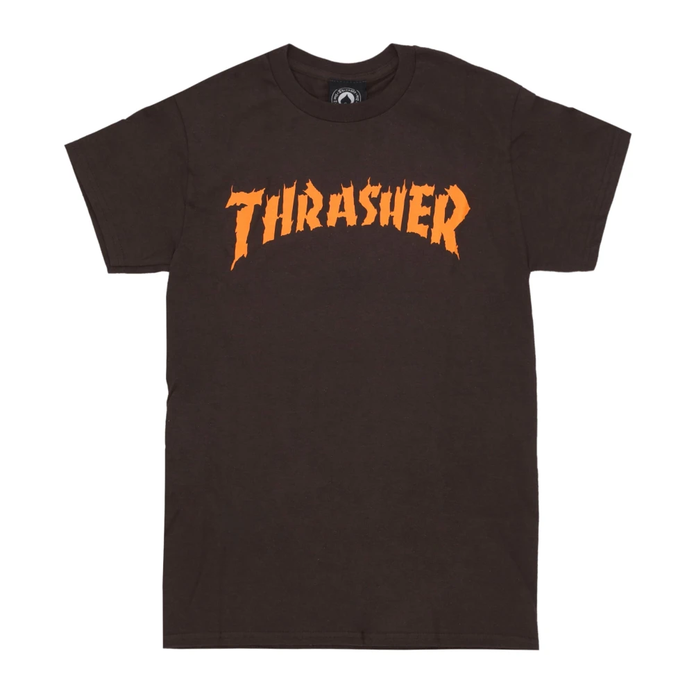 Thrasher Men's Brown T-Shirts, M, Flame Tee Shirt