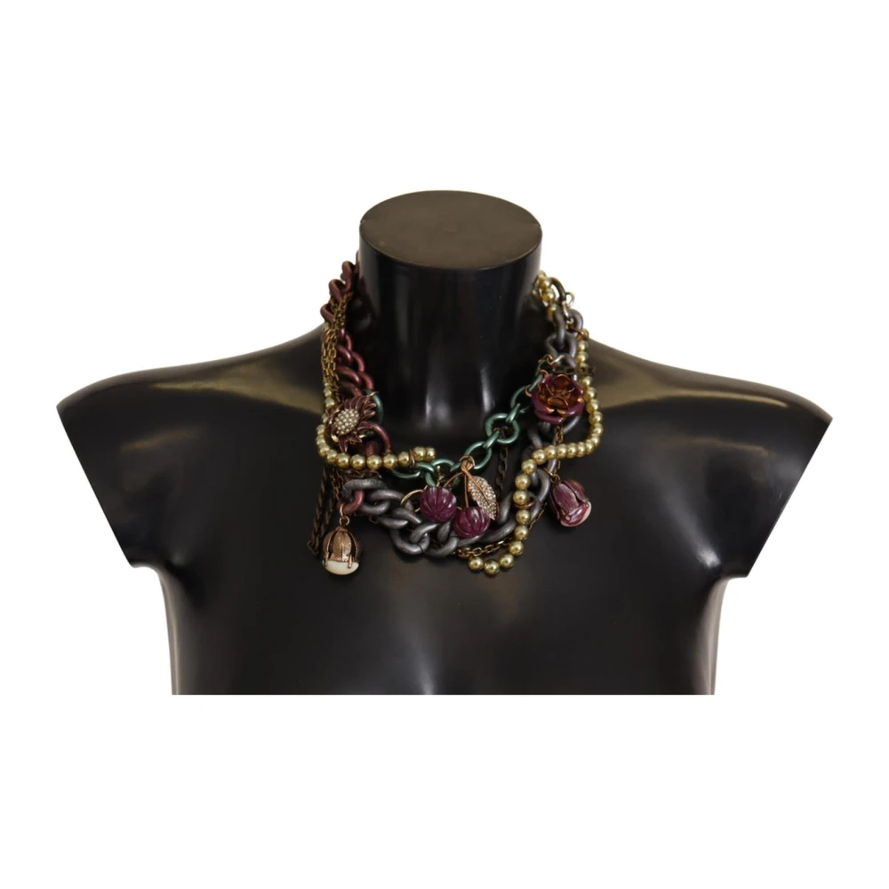 Dolce & Gabbana Sicily Ketting met Multicolor Kristallen Yellow Dames