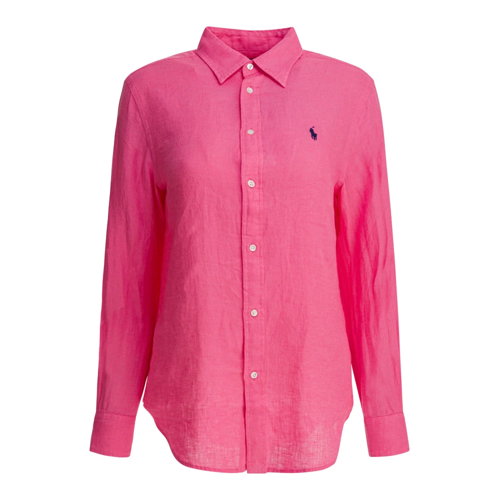 Polo Ralph Lauren Women's Pink Shirts, S, Classic-Fit Linen Shirt