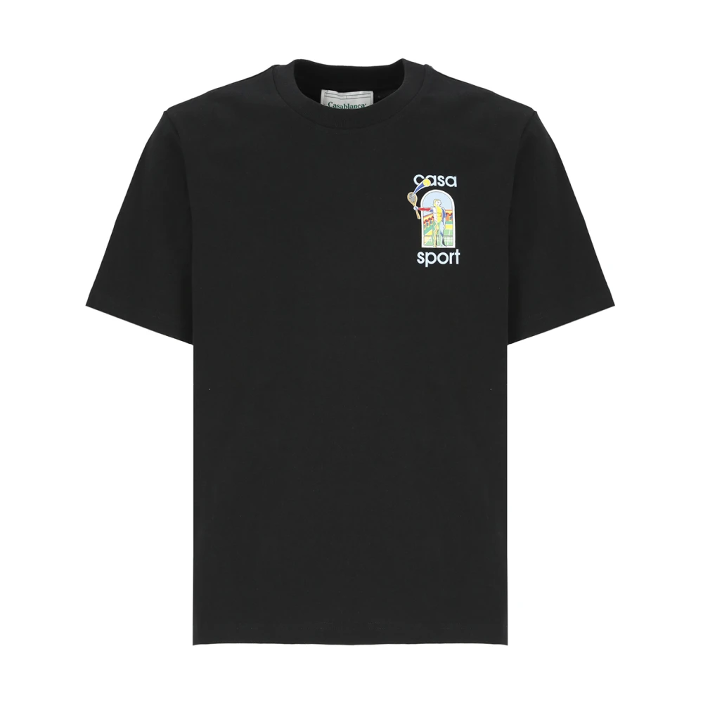 Casablanca Zwart Katoenen T-shirt Ronde Hals Logo Black Heren