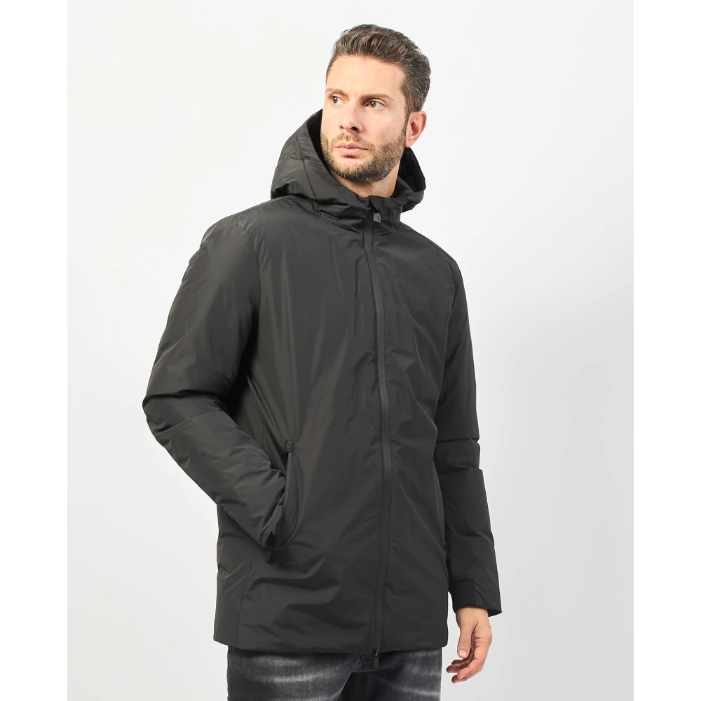 Suns Zwarte Gewatteerde Jas met Fluorescerende Details Black Heren