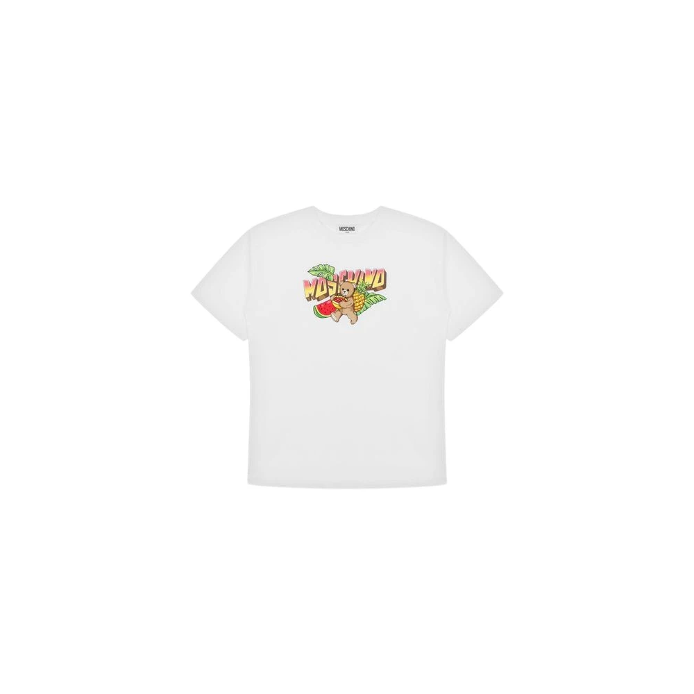 Moschino White Kids Short Sleeve T-Shirts, Female, 5 Y, Teddy Bear Maxi T-Shirt