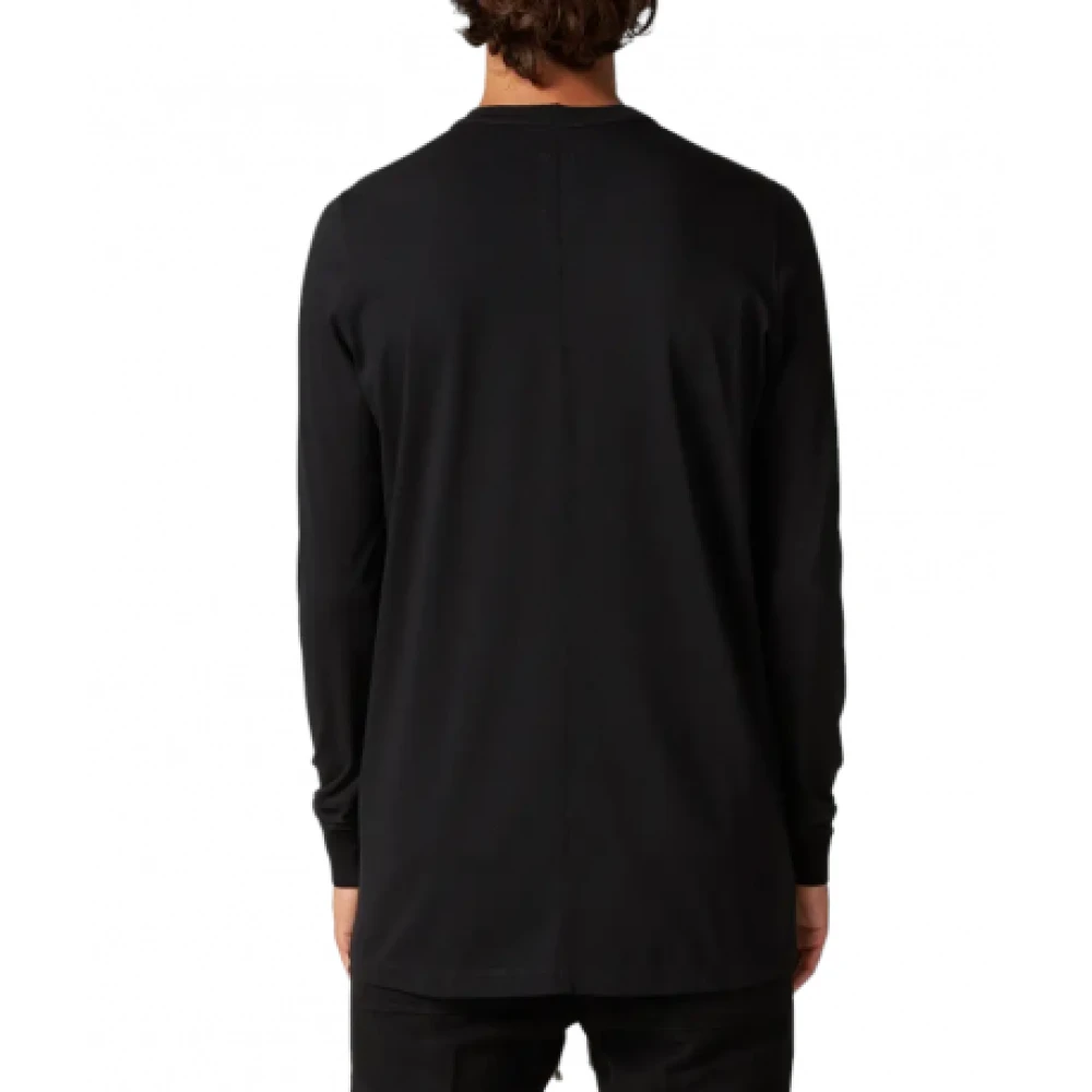 Rick Owens Zwarte katoenen T-shirt met lange mouwen en architecturale silhouet Black Heren