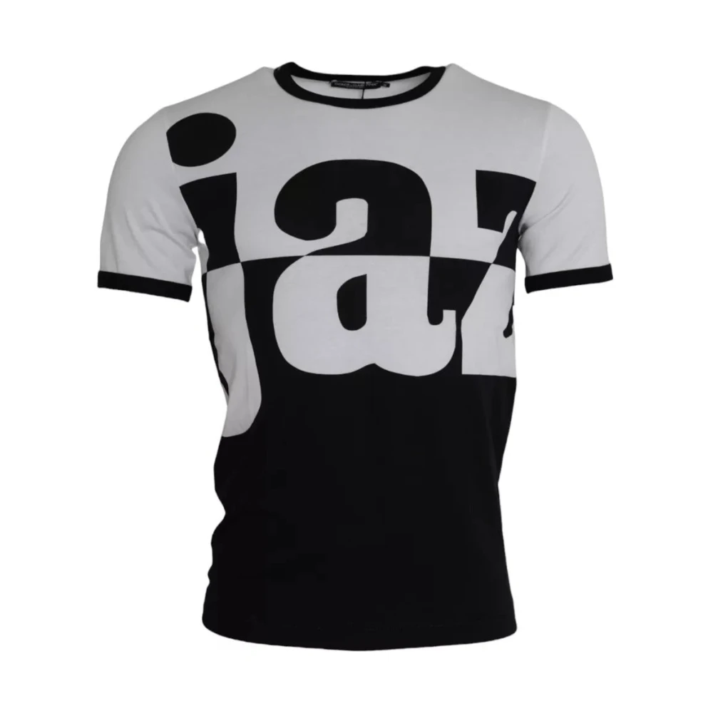 Dolce & Gabbana Men's Black Jazz Print Cotton Short Sleeves T-Shirt