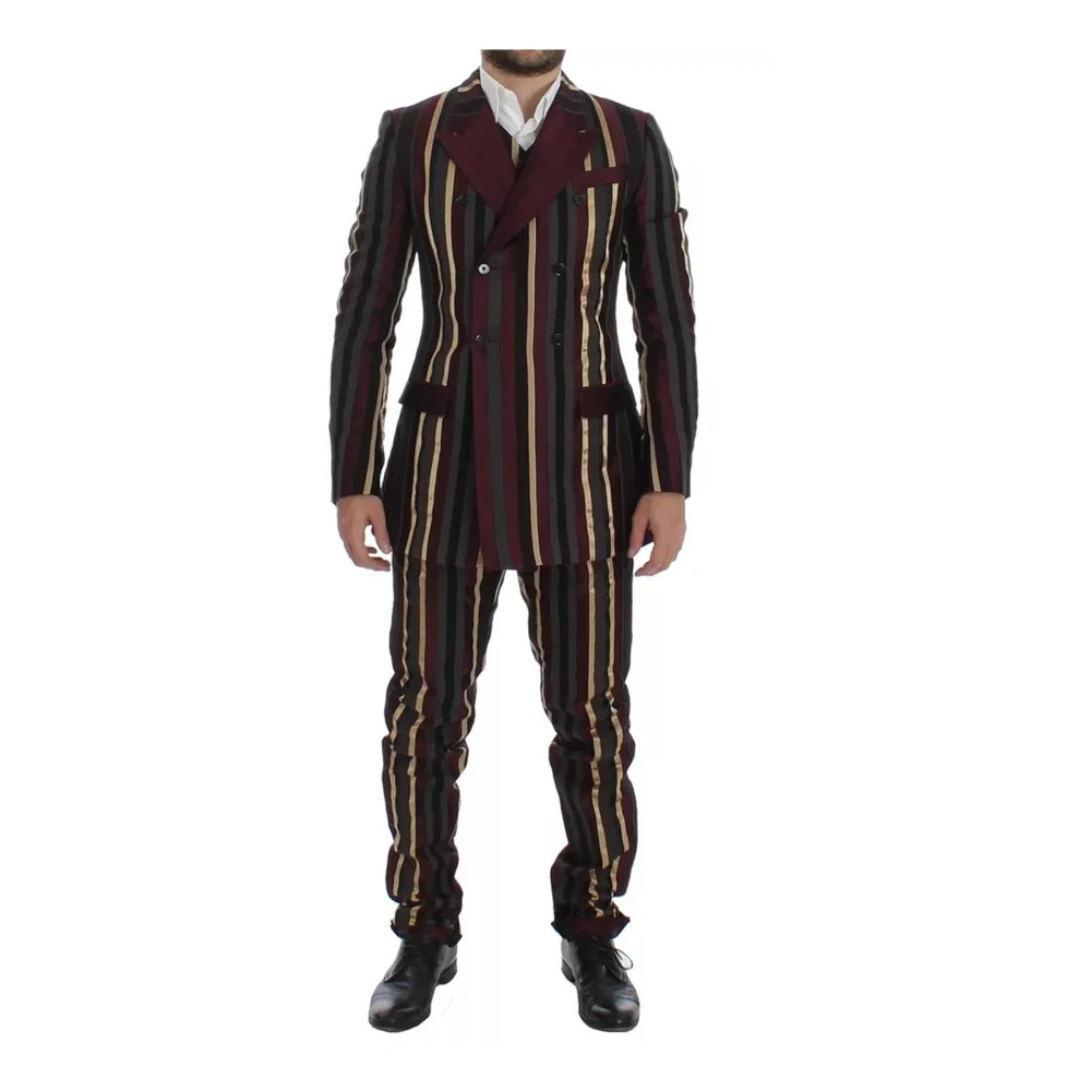 Dolce & Gabbana Gestreept Dubbelrijig Slim Fit Pak Multicolor Heren