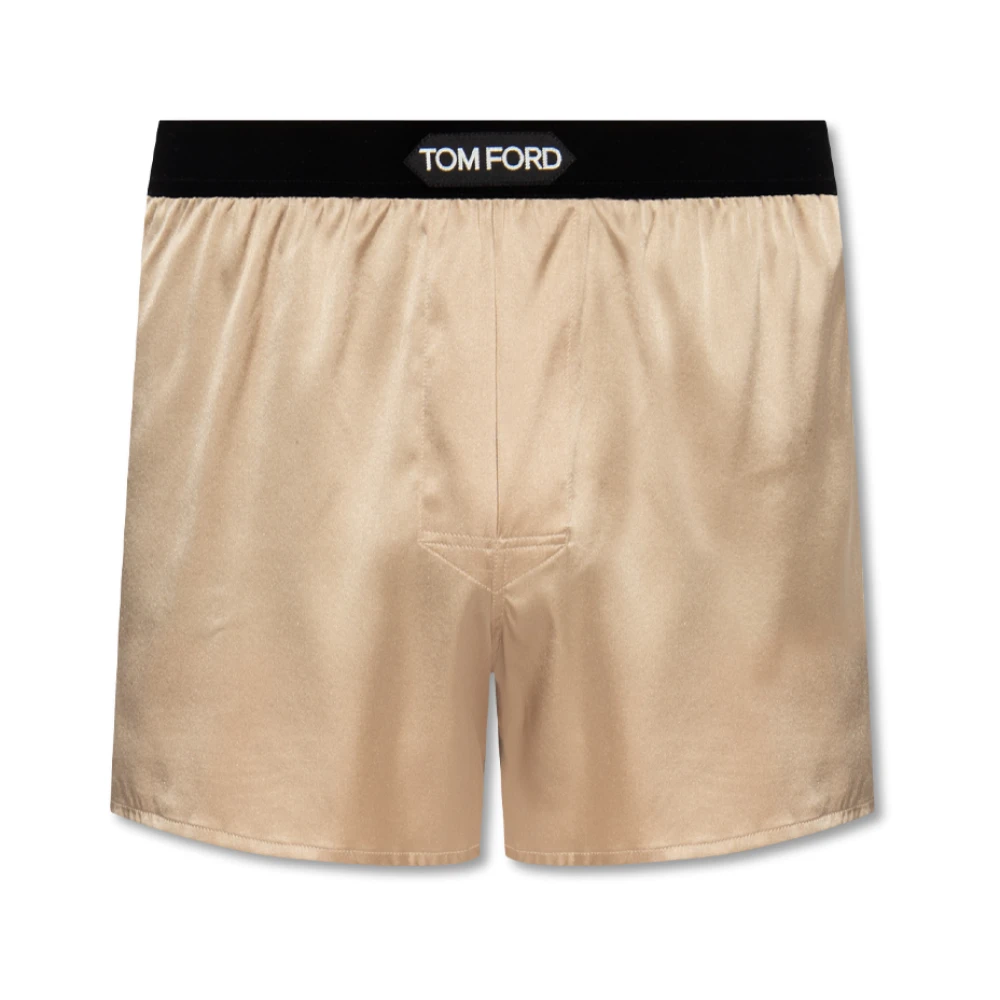 Tom Ford Uomo Beige - Boxer In Seta Con Logo - Underwear - S