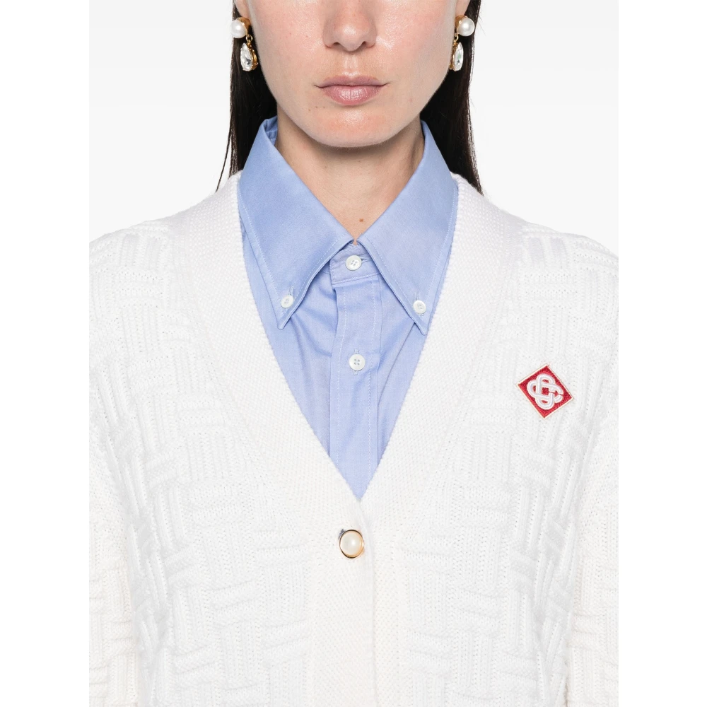 Casablanca Witte Merino Cardigan met knoopsluiting White Dames