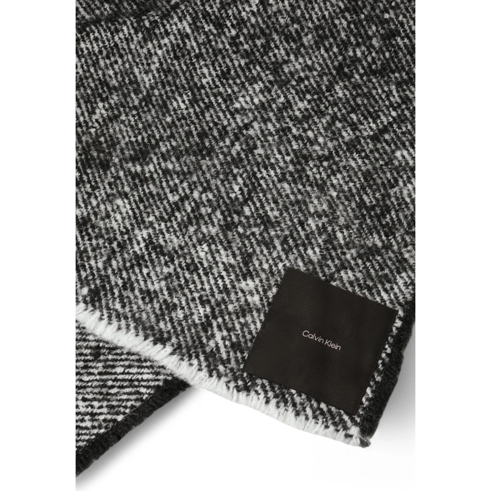 Calvin Klein Luxe wollen blend gebreide sjaal Black Dames