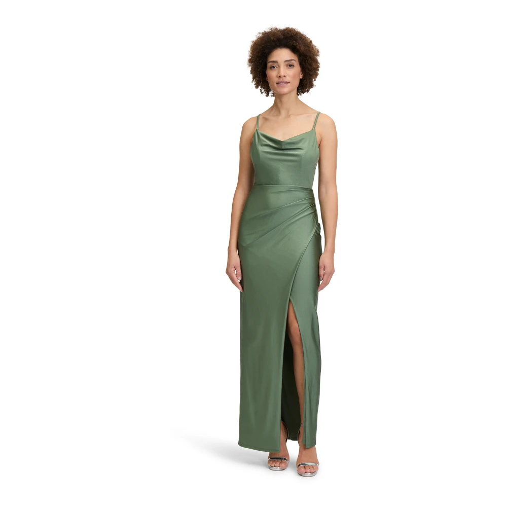 Vera Mont Elegante Avondjurk met Gerimpelde Taille Green Dames