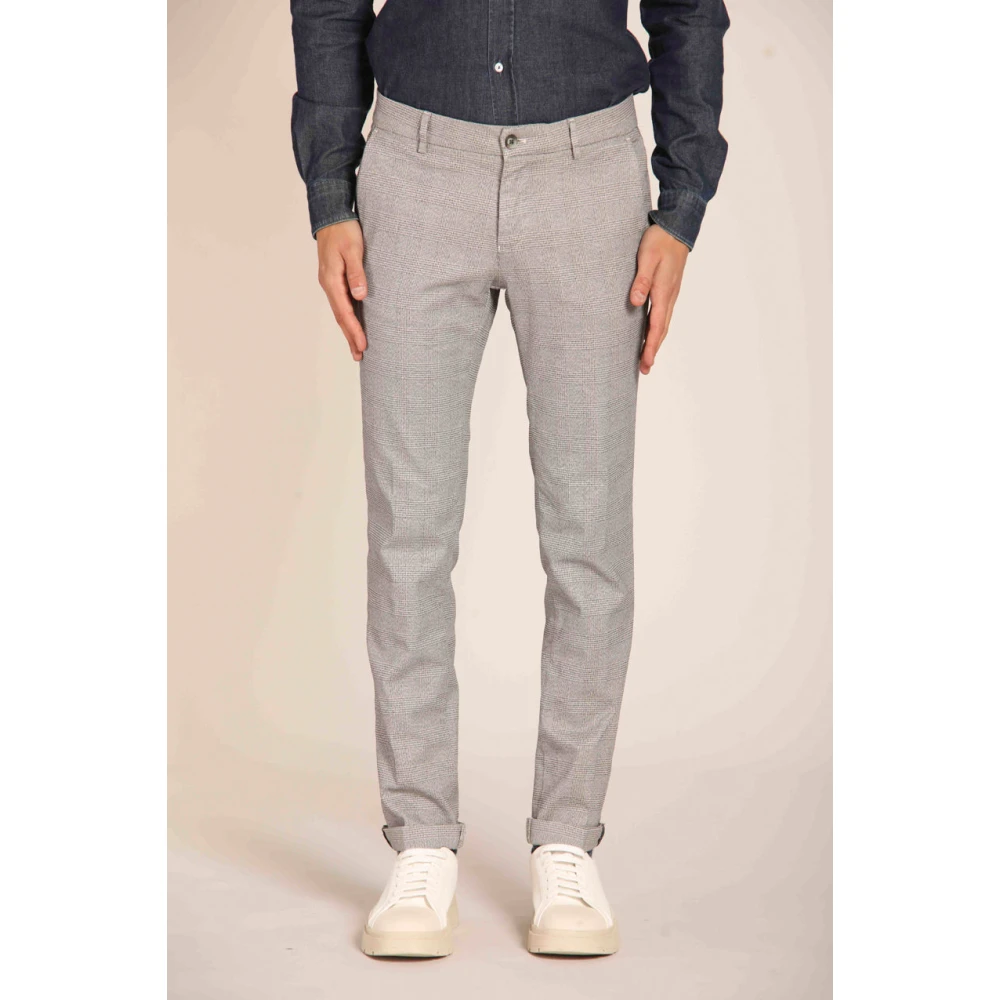 Mason's Slim Fit Chino Broek met Chevron Patroon Gray Heren