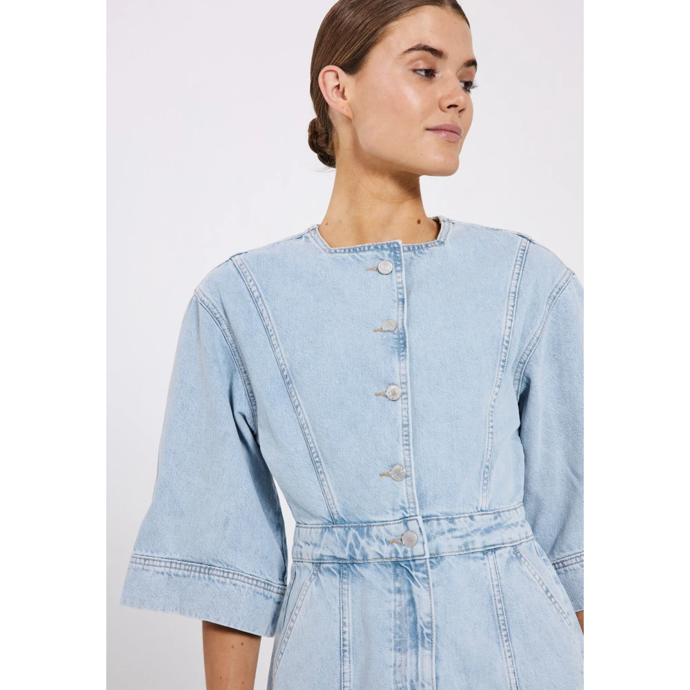 Norr Slim Fit Denim Jurk Blue Dames