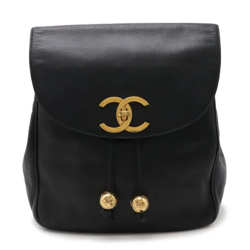 Chanel Vintage Pre-owned Leather backpacks Black Dames